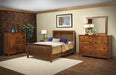 Amish Elkins Bedroom Set Show in Rustic QSWO with Golden Brown Stain Contemporary Style