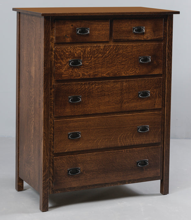 Amish Elkins Chest of Drawers in Rustic QSWO with Briar Stain Contemporary Style