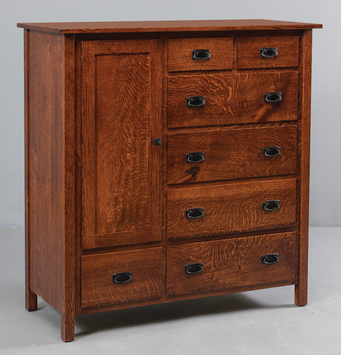 Amish Elkins Gentleman's Chest in Golden Brown Stain on Rustic QSWO