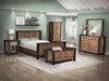 Amish Empire Bedroom Set in a two toned look with black painted frames and tops and dark walnut stained panels and drawers in Elm wood Contemporary Style