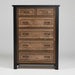 Amish Empire chest of  Set in a two toned look with black painted frames and tops with dark walnut stained panels and drawers in Elm wood 
