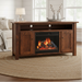 Amish Farmhouse Fireplace Tv Stand with Planked Top Ashery Oak