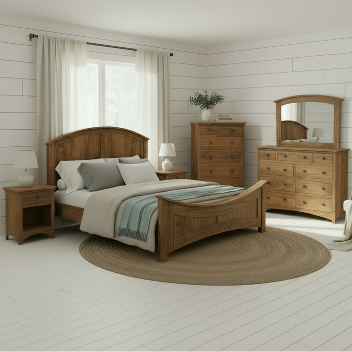 Amish Farmhouse Shaker Buckeye Bedroom Set with Arched Panel Bed