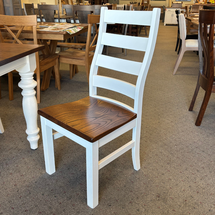 Amish Farmhouse Shreveport Leg Dining Set - Raven Chairs - Two-Toned - Solid Oak Dining Set - Painted White - Chair Only