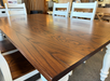 Amish Farmhouse Shreveport Leg Dining Set - Raven Chairs - Two-Toned - Solid Oak Dining Set - Painted White - Top Detail
