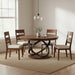Amish Findlay Single Pedestal Table - Round Amish Table - Metal Base Amish Table - Unique Metal Base Table - Amish Walnut Table - In-Dining Room