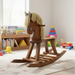 Amish Flat Seat Rocking Horse Kids Rocking Horse Solid Wood Hand Made Amish Built