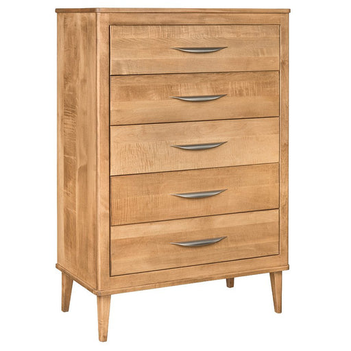 Amish Florence Chest of Drawers - Solid Brown Maple - Mid-Century Modern 