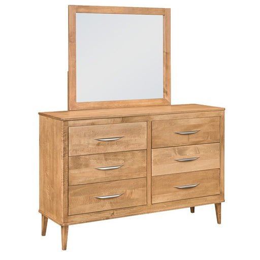 Amish Florence Dresser & Mirror - Solid Brown Maple - Mid-Century Modern 