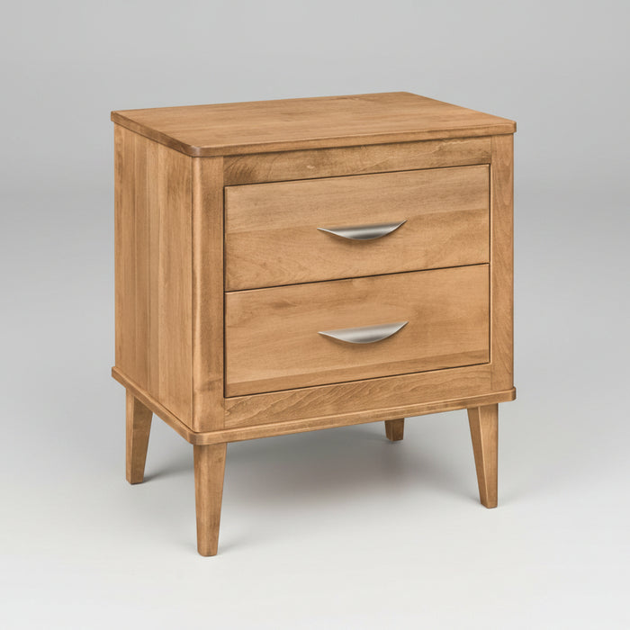 Amish Florence Mid-Century Modern 2-Drawer Nightstand - Solid Brown Maple - Amish Made Mid-Century Modern Nigthstand