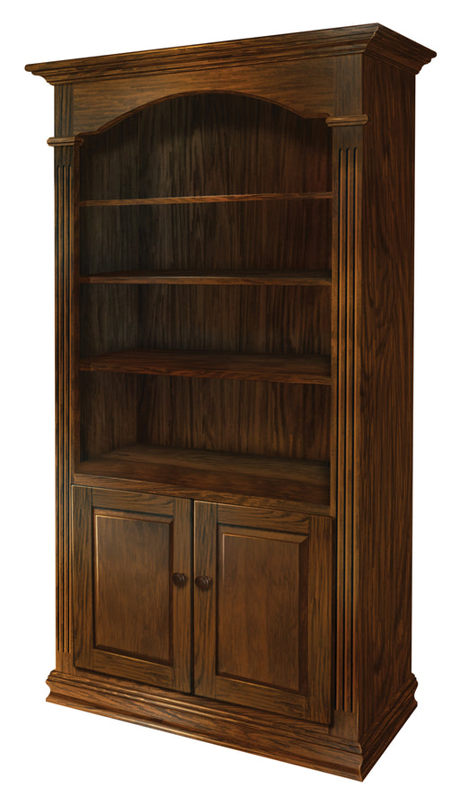 Amish Fluted_Bookcase_w_Doors Traditional Style in Boston Stain on Brown Maple Wood