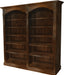 Amish Fluted Double Arch Bookcase Unit Traditional Style in Boston Stain on Brown Maple