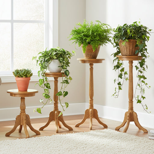 Amish Fluted Plant Stand Traditional Queen Anne Plant Stand Elegant Solid Wood Pedestal Table