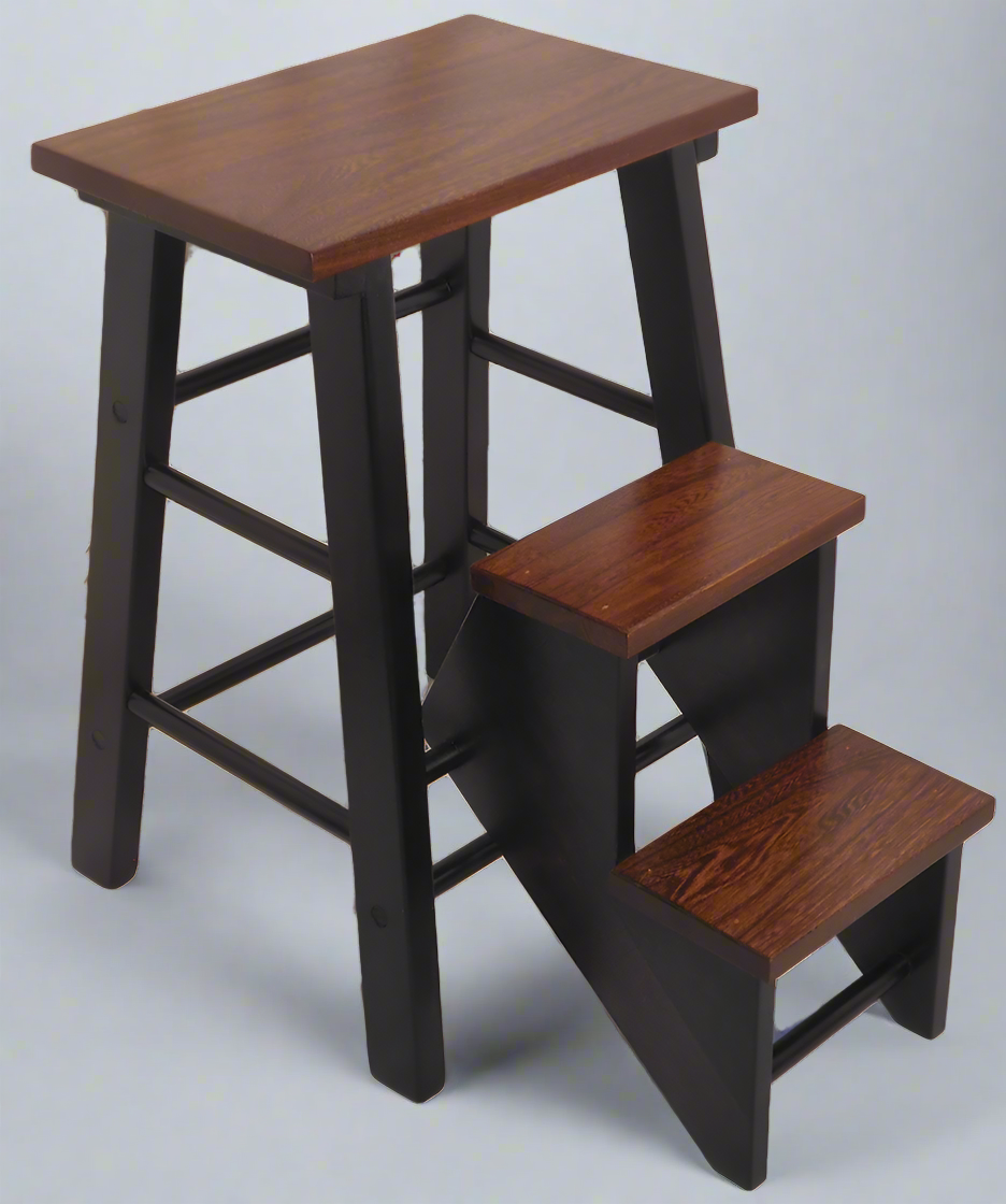 Amish Folding Step Stool 2 Toned Elm 113 Michaels Maple 230 Onyx Front Facing