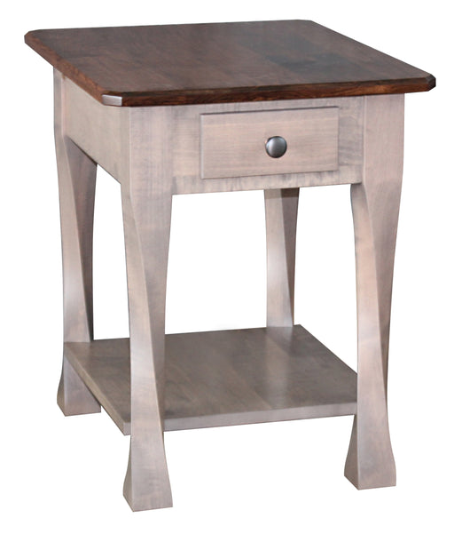 Amish Franklin End Table - Amish Contemporary Twisted Leg End Table - Solid Maple 2-Tone End Table - Ashery Woodworking