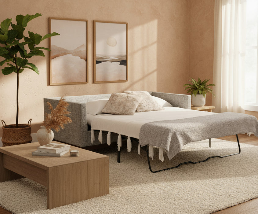 Amish Fusion Sleeper Sofa - Quality Fabrications - Amish Made Sleeper Sofa - Open Position