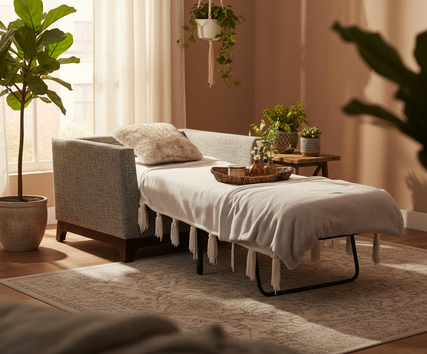 Amish Fusion Sleeper Sofa - Quality Fabrications - Open Position