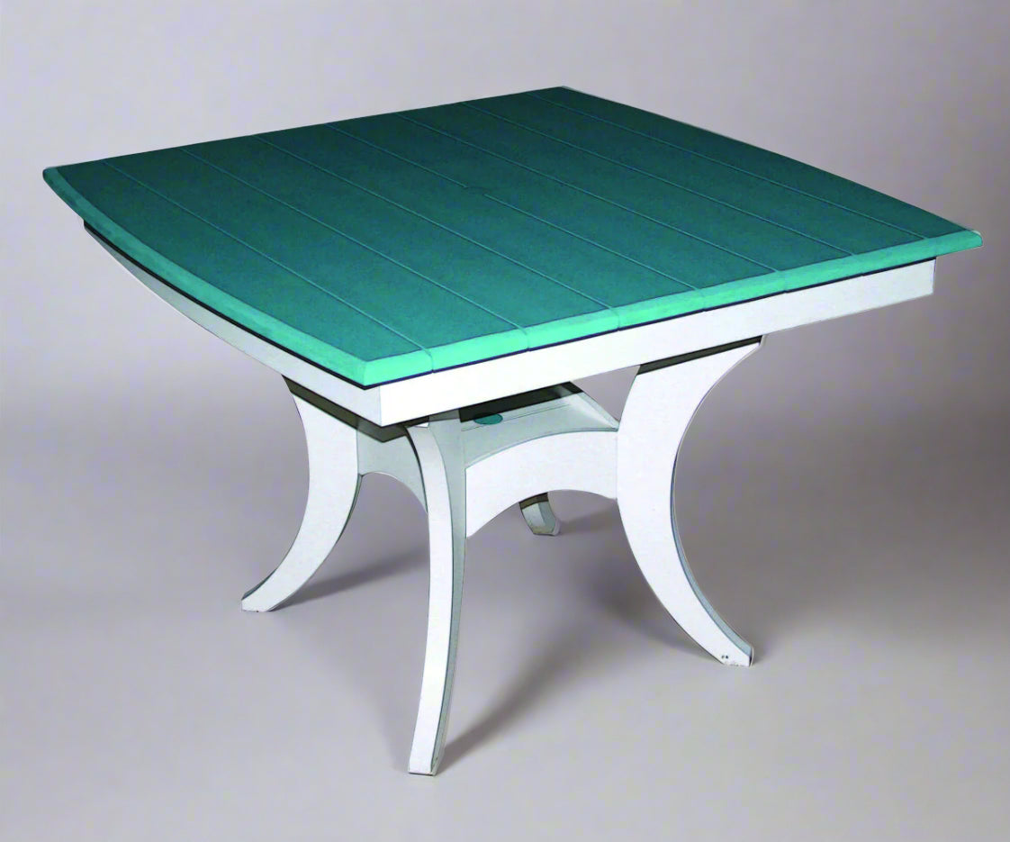 Amish Galveston dining Table Aruba blue on white poly outdoor furniture