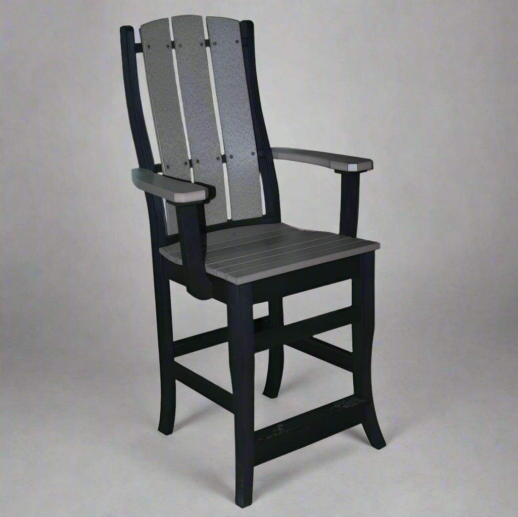 Amish Galvaston-Pub-Cha light gray on black durable outdoor furniture