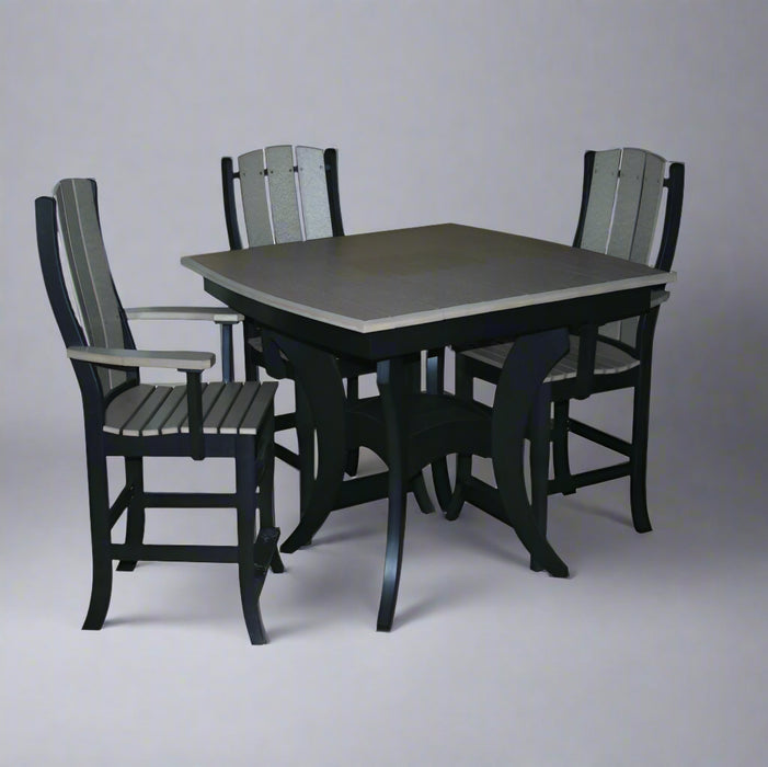 Amish Galvaston-Pub-Set Light Grayon Black durable outdoor furntiture