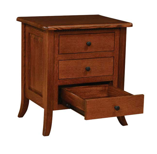 Amish Galveston 3-Drawer Nightstand Open - Quarter Sawn White Oak - Michaels Stain