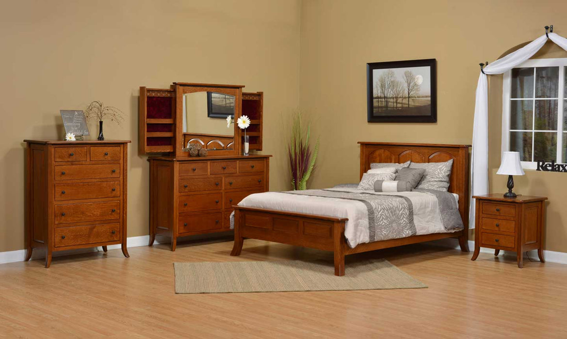 Amish Galveston Bedroom Set - Room Setting - Quarter Sawn White Oak - Michaels Cherry Stain