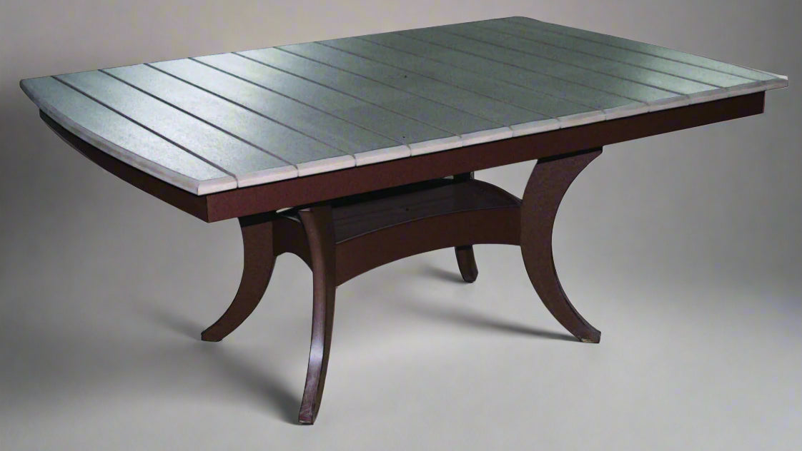Amish Galveston Rectangle Table in Light Gray on brown outdoor poly furniture