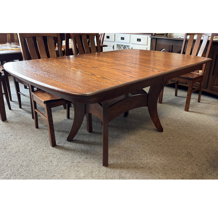 Amish Galveston Trestle Dining Set - Oak - OCS-117 Asbury - In-Stock
