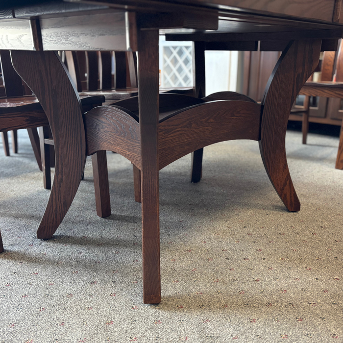 Amish Galveston Trestle Dining Set - Oak - OCS-117 Asbury - In-Stock