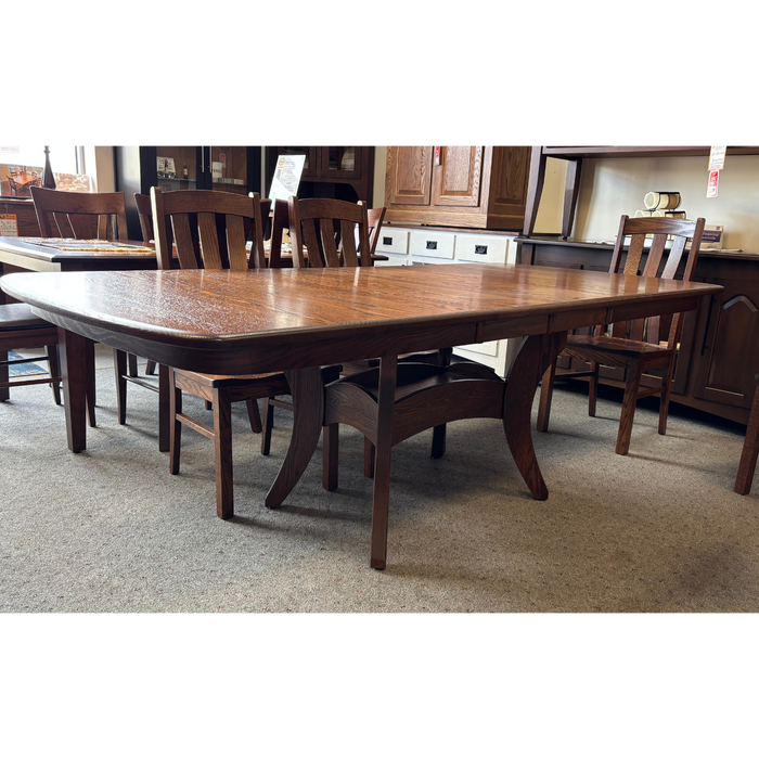Amish Galveston Trestle Dining Set - Oak - OCS-117 Asbury - In-Stock