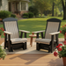 Amish Gateway Bentback Glider - Weatherwood on Black - On Patio Photo - Tangent Poly - Lumbar Support Amish Glider