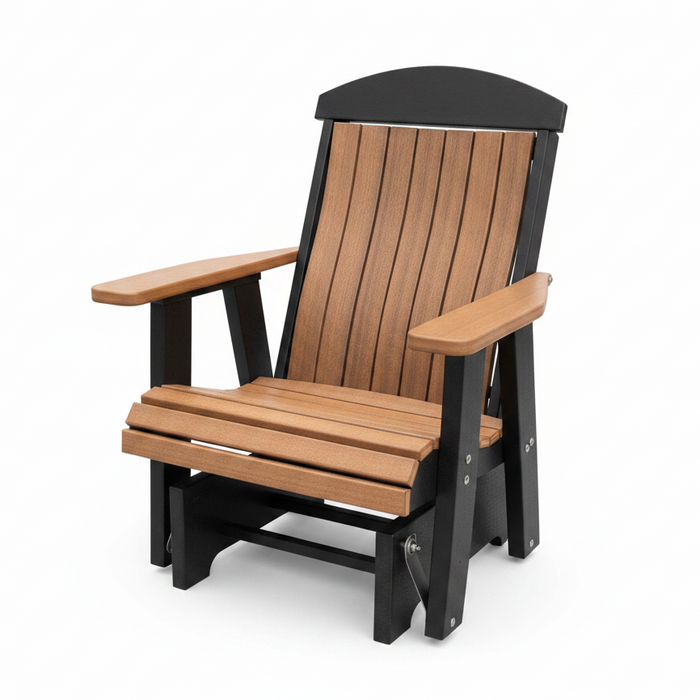 Amish Gateway Bentback Single Glider - Amish Made Bentback Lumbar Support Glider - Tangent Poly