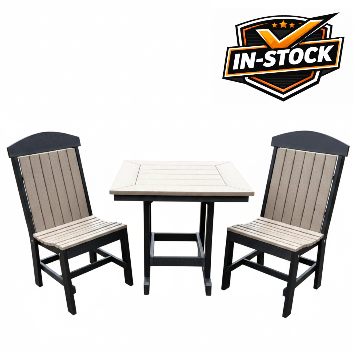 Amish Gateway Dining Set -In Stock
Made With HDPE Weather Resistant, Eco-Friendly Material
Rust Proof Stainless Steel Hardware
Maintenance Free!
Choose From 20+ Colors &amp; Color Combinations
Weatherwood on Black