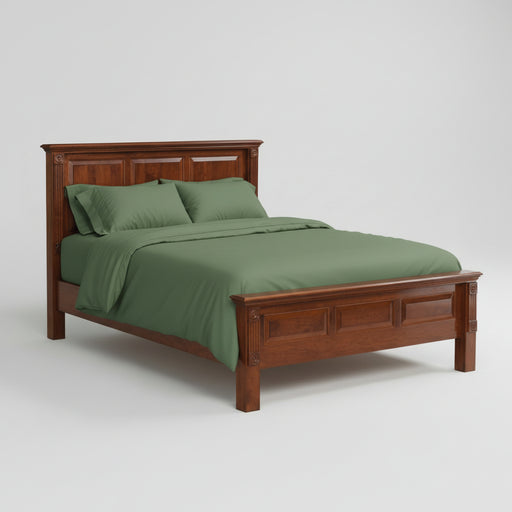 Amish Georgian Colonial Bed Fluting Hand Carved Bed Cherry Wood