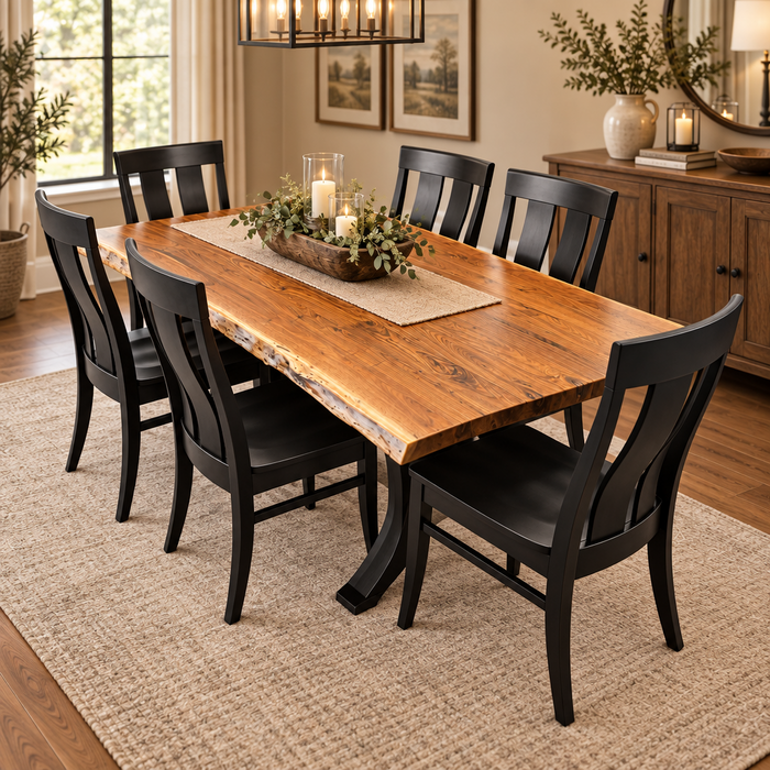 Amish Quick Ship Golden Gate Live Edge Walnut Dining Table