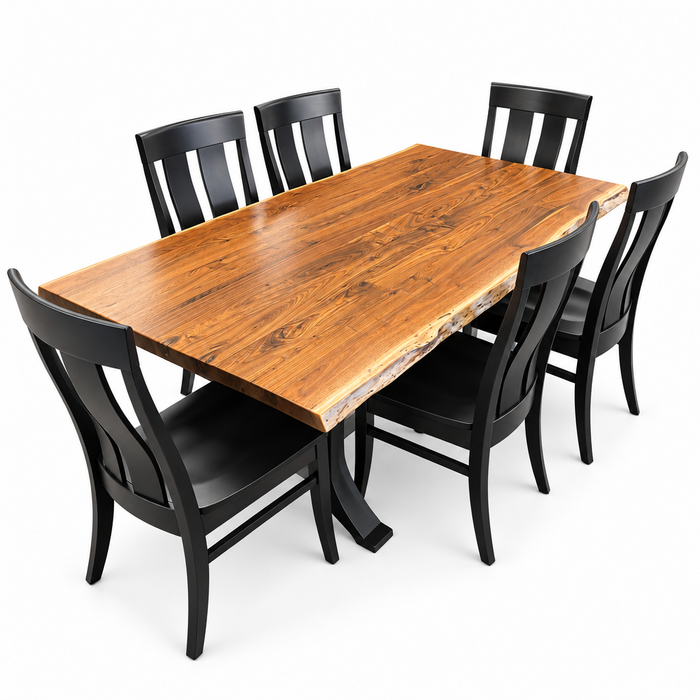 Amish Quick Ship Golden Gate Live Edge Walnut Dining Set
