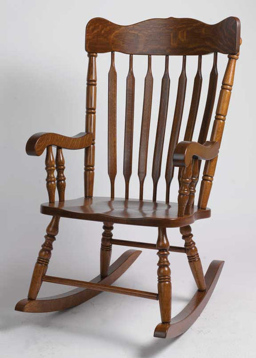 Amish Grand Father Country Bent Paddle Rocking Chair Solid Oak Wood 