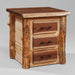 Amish Grand Teton 3 Drawer Nightstand Aspen Log with Walnut Live Edge Log Cabin Nightstand
