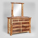 Amish Grand Teton Dresser with Mirror Aspen Log Walnut Live Edge Top Modern Log Bedroom Furniture