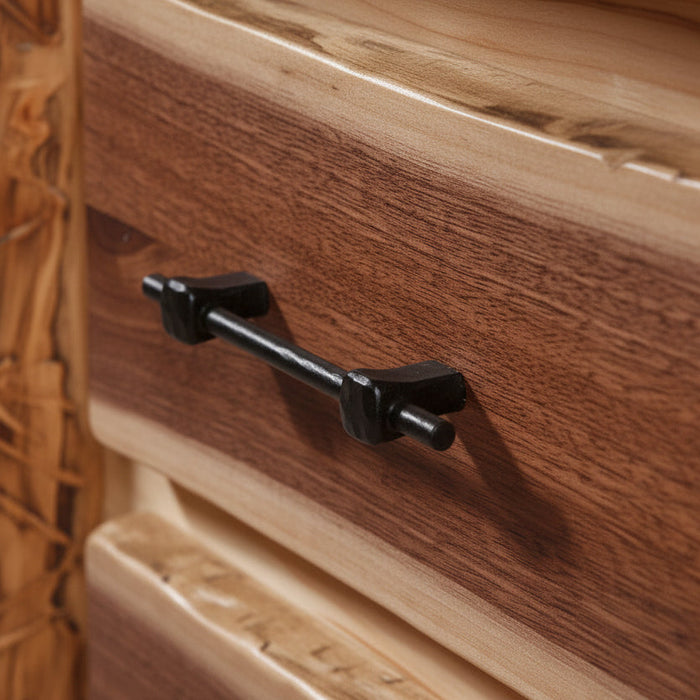 Amish Grand Teton Handcrafted Matte Black Hardware Pull Close Up