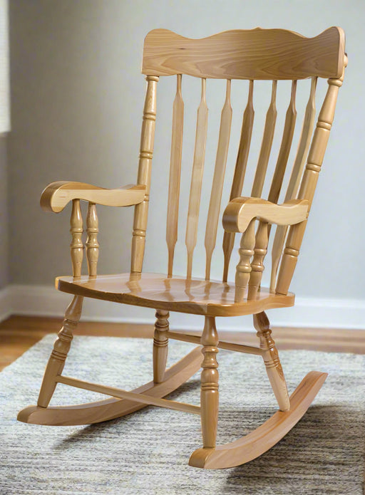 Amish Grandfather Rocking Chair with Bent Paddle Back and Country Top Solid Oak Wood