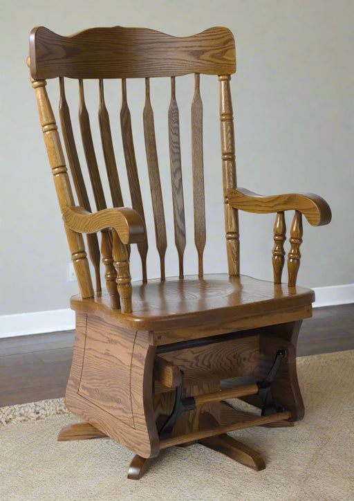 Amish Grandfather Swivel Glider Traditional Solid Oak Glider with Swivel Base