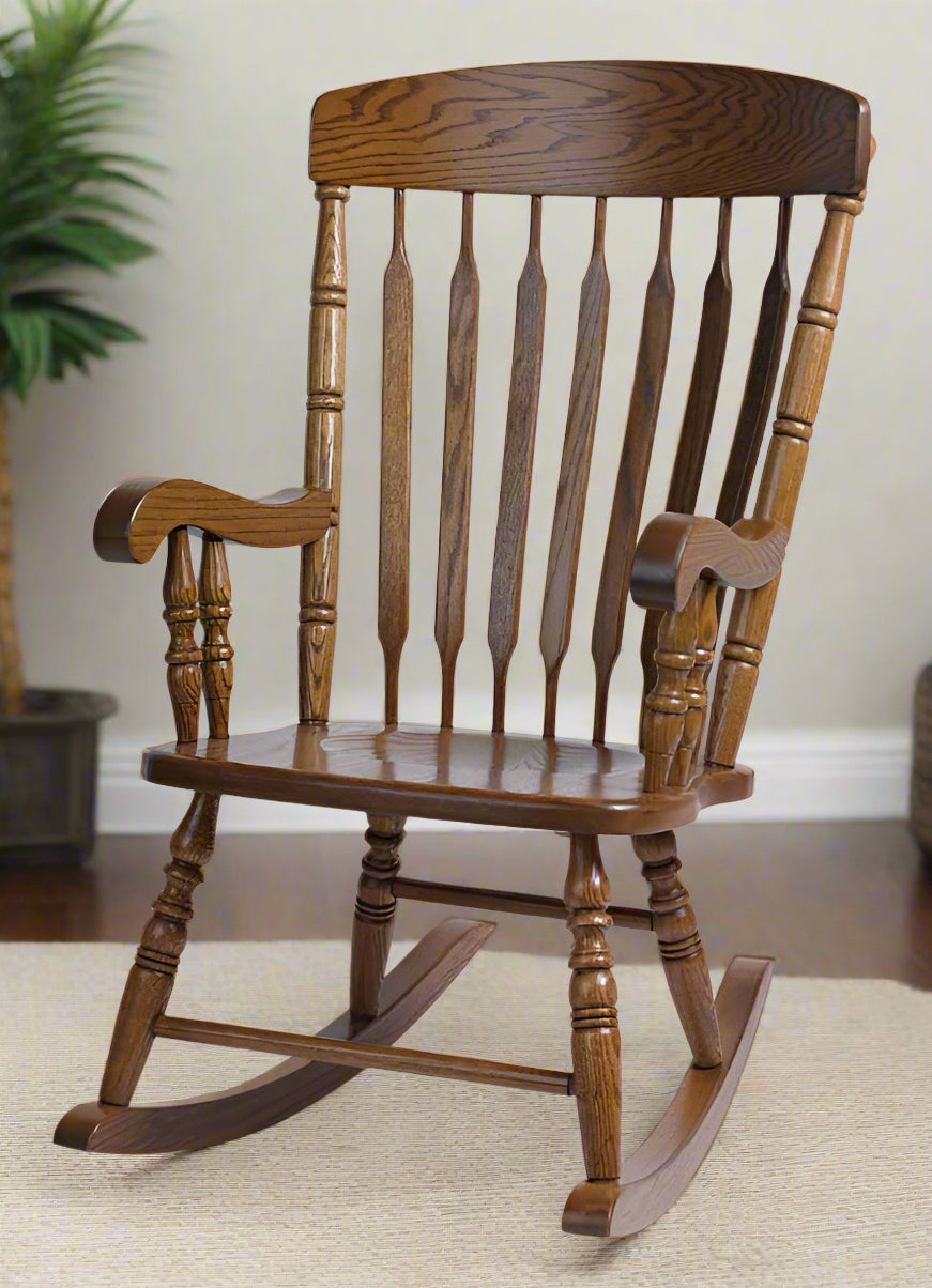 Amish Grandmother Rocking Chair Traditional Old Fashion Solid Oak Rocker 