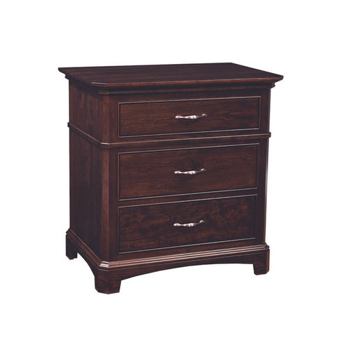 Amish Hamilton 3-Drawer Nightstand - Solid Brown Maple