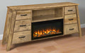 Amish Hamilton Fireplace Mantel
 1" Thick Top: 74" Wide x 18" Deep
- Top Shelf: 34.75" Wide x 16" Deep x 10" High
- Solid Wood Construction
- Soft Close Drawers
- Thermostat Controlled