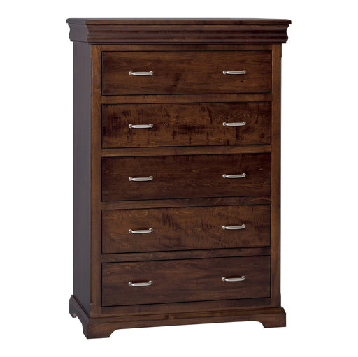 Amish Hampton Chest of Drawers Hidden Jewelry Drawers In Case Goods Detail - J&M Woodworking - Classic Traditional Amish Bedroom - Brown Maple OCS-228 Rich Tobacco
