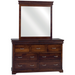 Amish Hampton Dresser & Mirror Hidden Jewelry Drawers In Case Goods Detail - J&M Woodworking - Classic Traditional Amish Bedroom - Brown Maple - OCS-228 Rich Tobacco