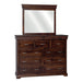 Amish Hampton Mule Dresser & Mirror - Hidden Jewelry Drawers In Case Goods - J&M Woodworking - Classic Traditional Amish Bedroom - Brown Maple OCS-228 Rich Tobacco