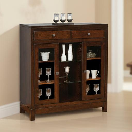 Amish Hampton Small China Cabinet
Hardware: 55271-BBR Knobs
(1) Adjustable Glass Shelf
(4) Adjustable Wood Shelves