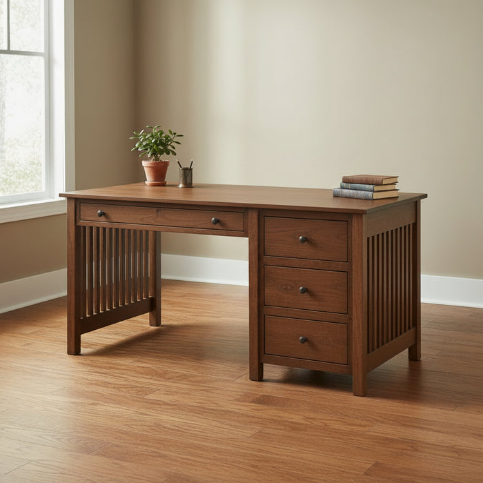 Amish Stickley Mission Office Desk with Old Time Antique Slats Solid Wood